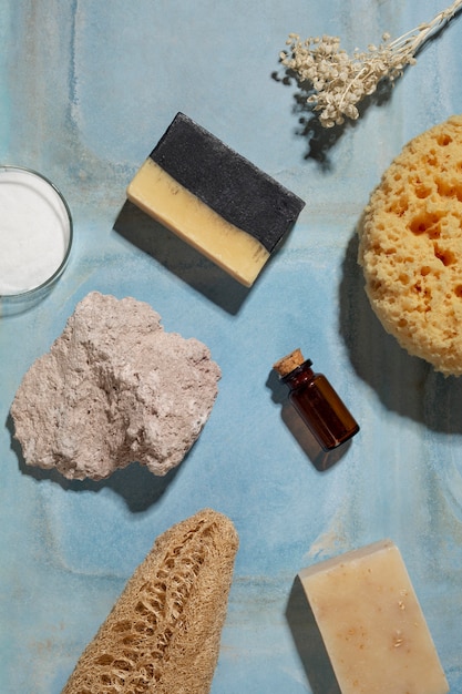 Free Photo flat lay natural self care products arrangement