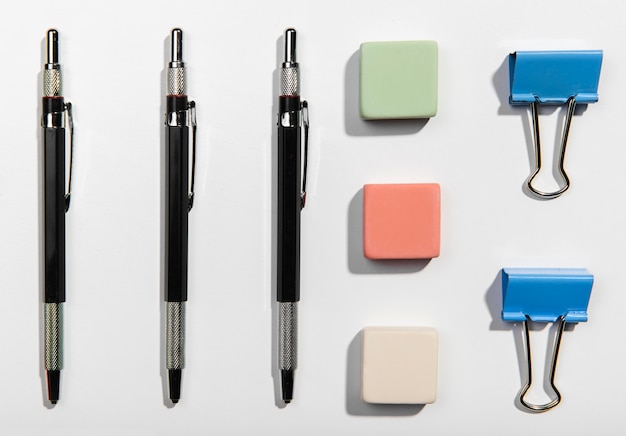 Flat lay office accessories knolling concept