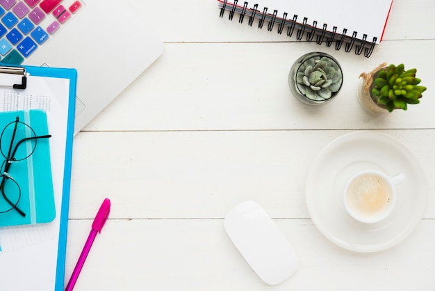 Flat lay office desk concept