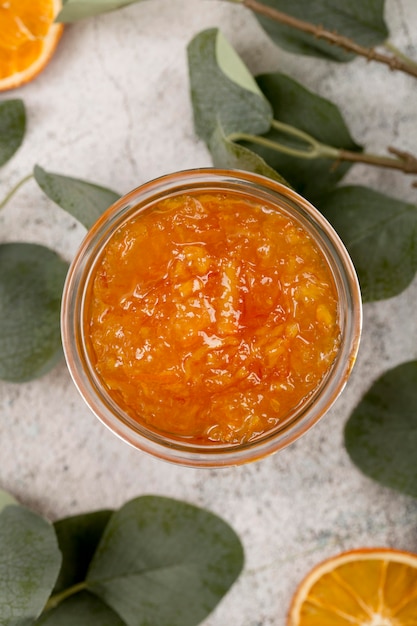 Free Photo flat lay organic homemade orange marmalade