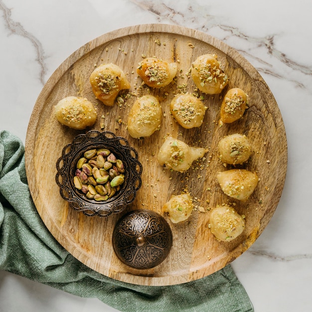 Free Photo flat lay pakistani food on wooden board