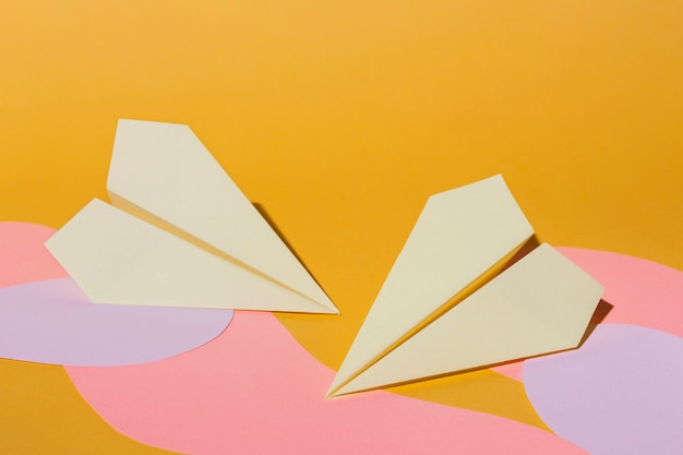 Flat lay paper planes arrangement