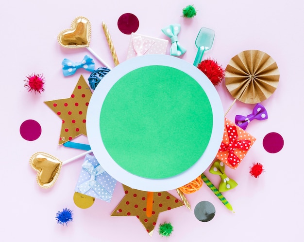 Free Photo flat lay party concept with ornaments