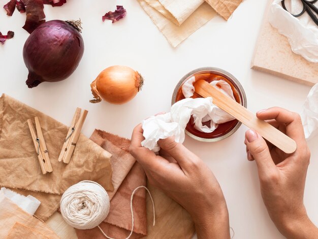 Flat lay pigments made with natural ingredients composition