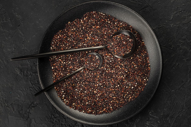 Free photo flat lay of plate with seeds and condiments