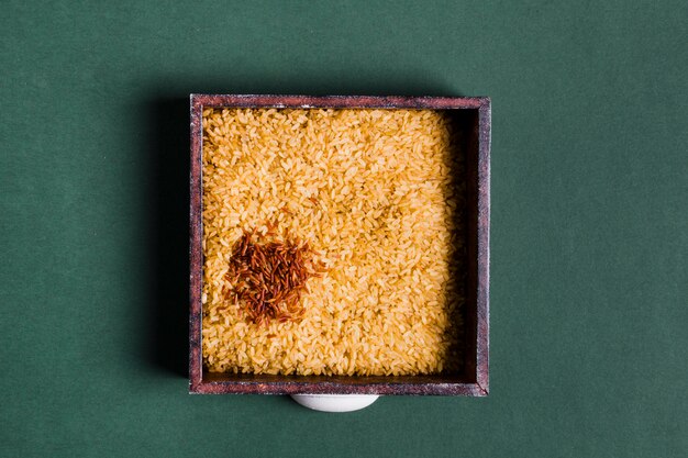 Flat lay rice composition