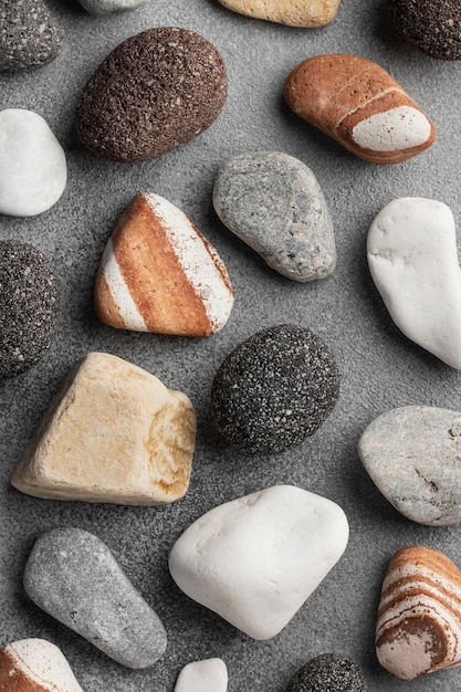 Free photo flat lay stone collection