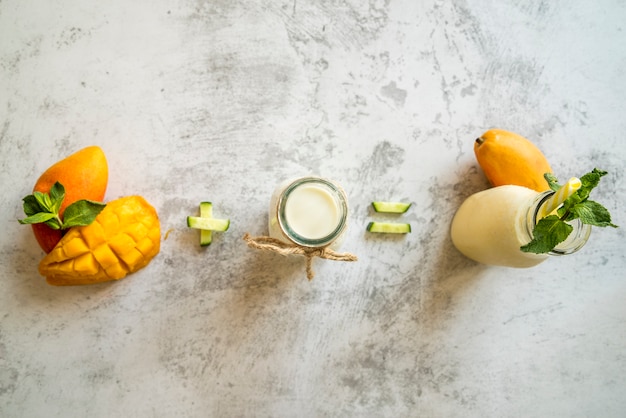 Flat lay of summer smoothie