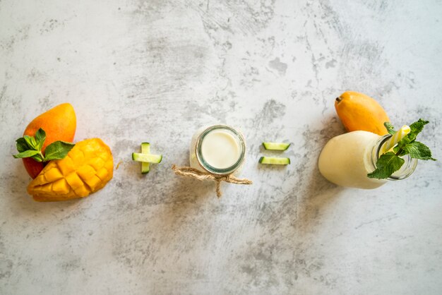 Flat lay of summer smoothie