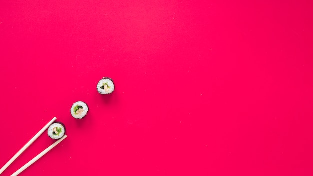 Flat lay sushi composition with copyspace