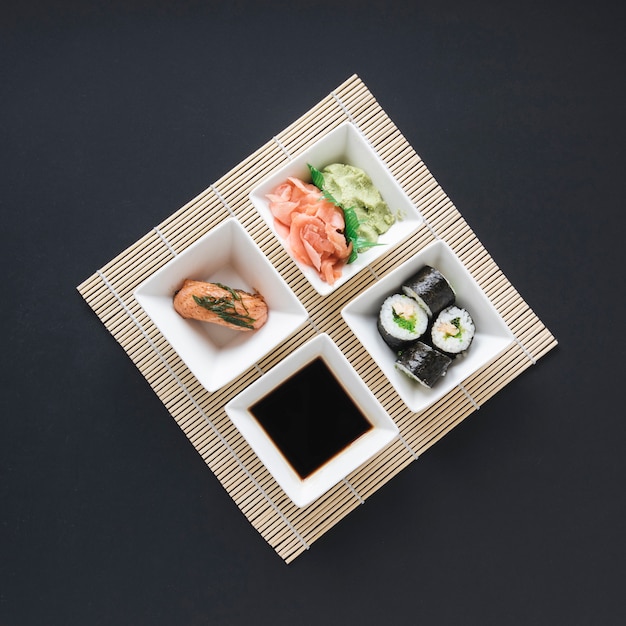 Free photo flat lay sushi composition