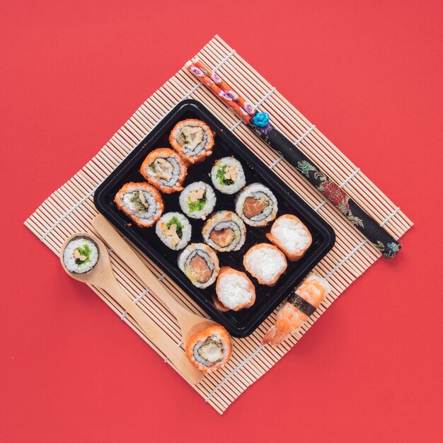 Free photo flat lay sushi composition