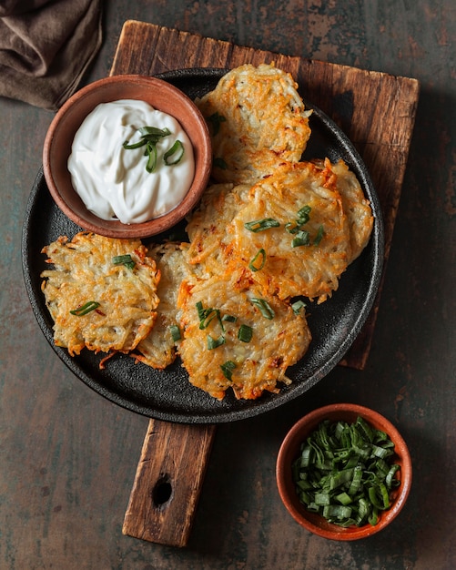 Free Photo flat lay tasty jewish food composition