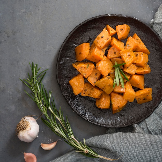 Free Photo flat lay tasty potatoes dish