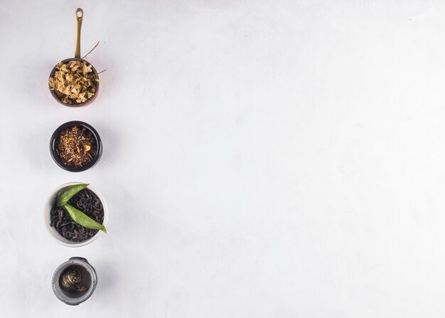 Flat lay tea composition with copyspace