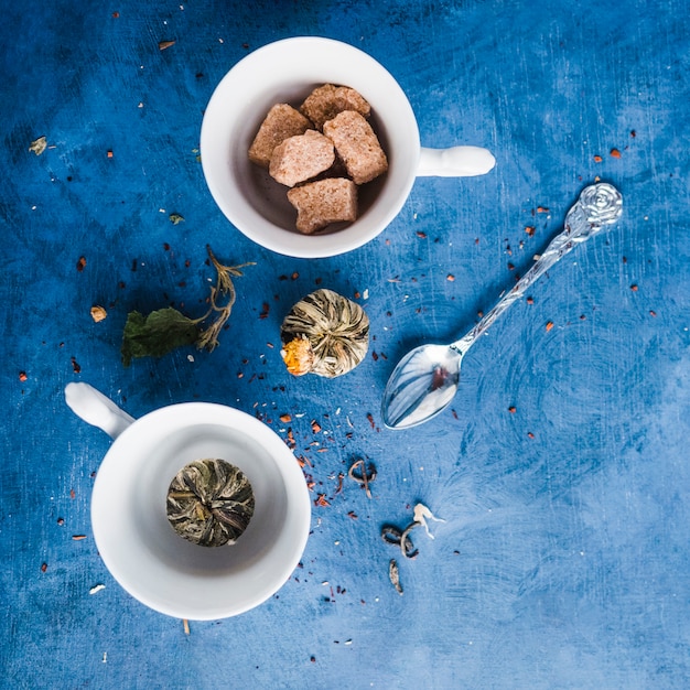 Free photo flat lay tea composition