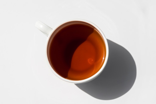 Flat lay tea cup still life