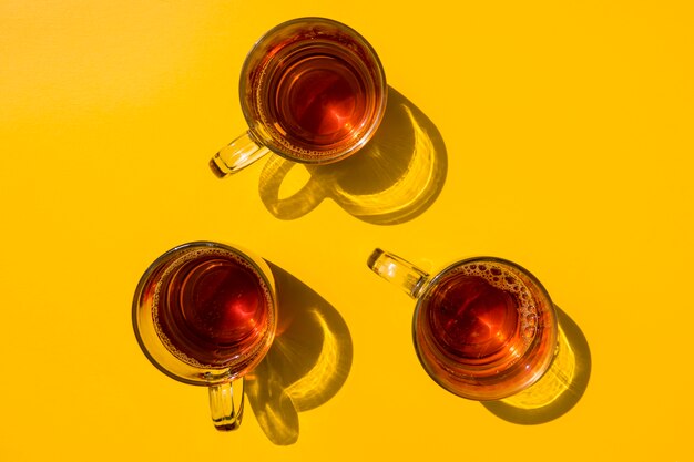 Flat lay tea cup still life