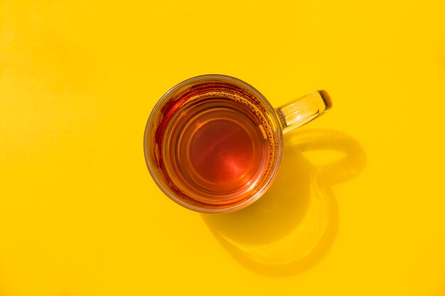 Flat lay tea cup still life