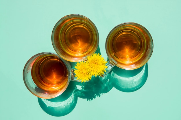 Flat lay tea cup still life