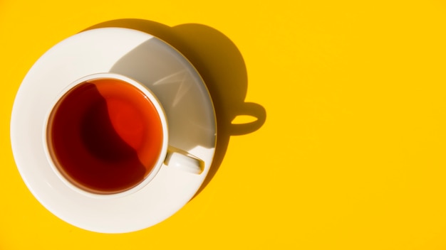 Flat lay tea cup still life