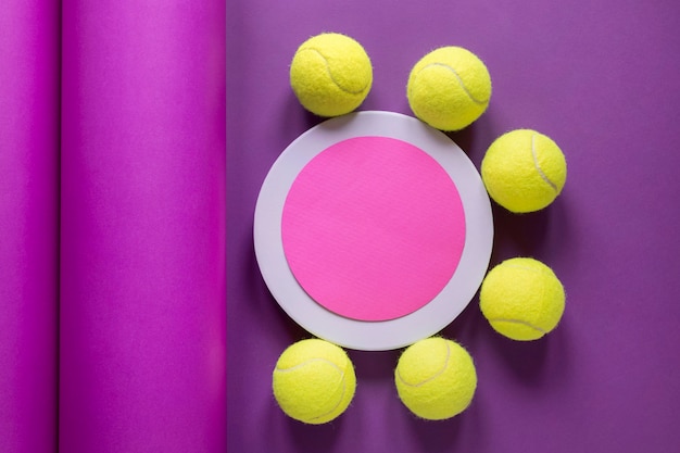 Flat lay of tennis balls