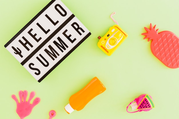 Free Photo flat lay of text and summer accessories