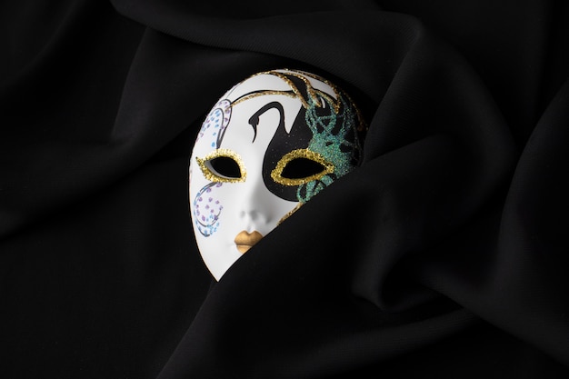 Flat lay theater mask still life