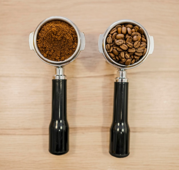 Free Photo flat lay of two coffee machine cups