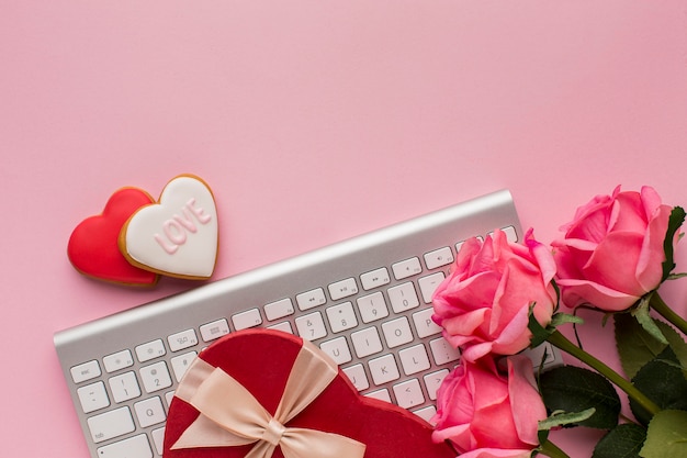 Free Photo flat lay of valentine's day with copy space