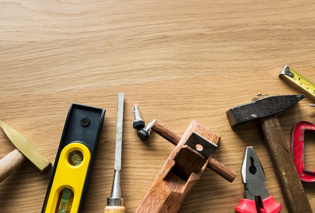 Free photo flat lay of various technician tools isolated