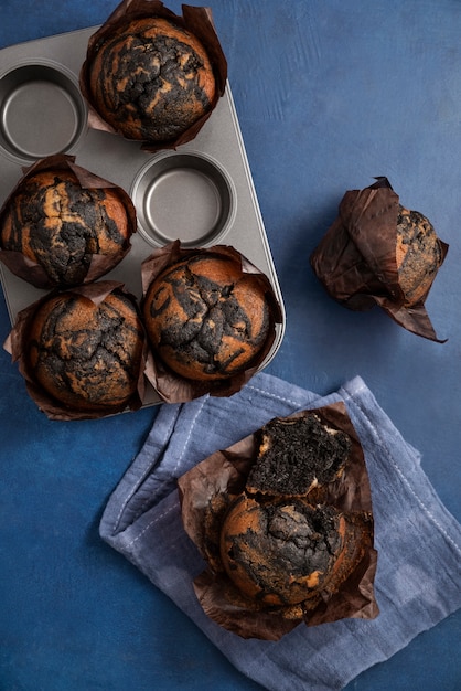 Flat lay vegan baked products arrangement