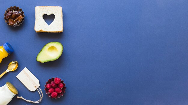 Flat lay of Vegetarian food