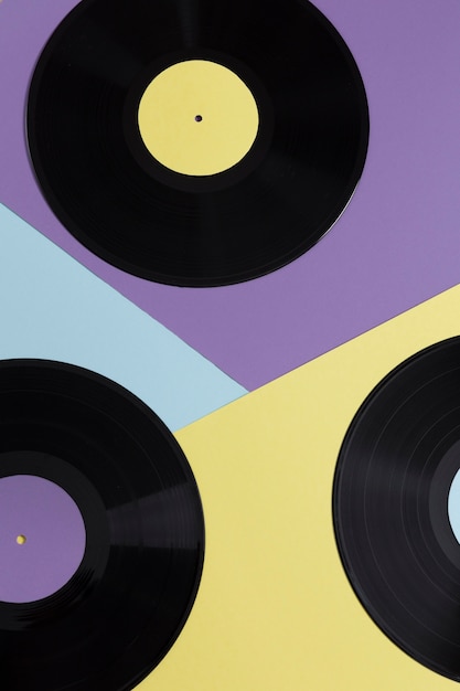 Flat lay vinyl record composition