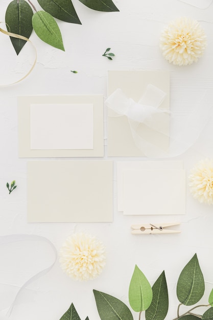 Free Photo flat lay of wedding concept with copy space