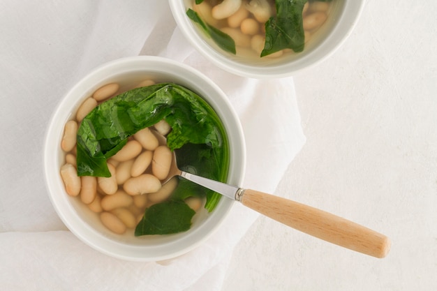 Free photo flat lay white beans soup