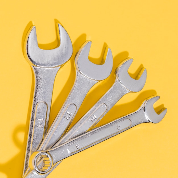 Free photo flat lay wrench set