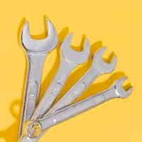 Free photo flat lay wrench set