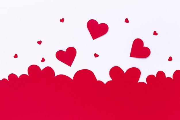 Free photo flat of paper hearts for valentines day