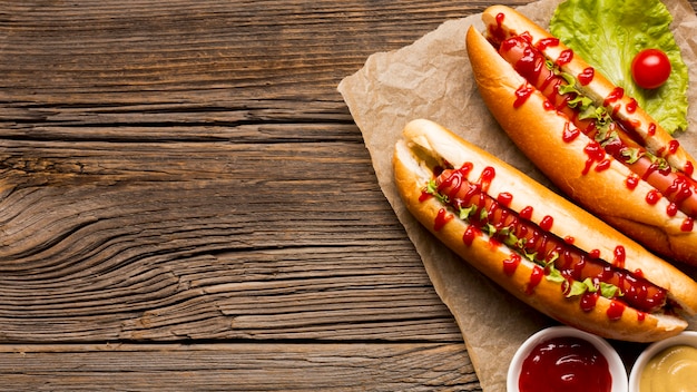 Free Photo flavorful hot dogs with copy space