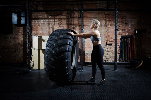 Flipping Tire in Gym