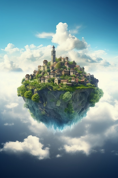 Floating civilization in the sky