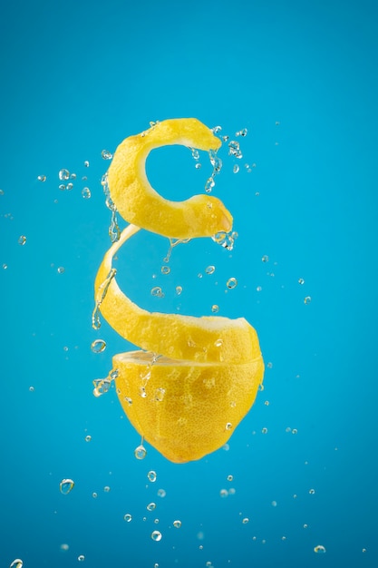 Floating sliced lemon with clear background