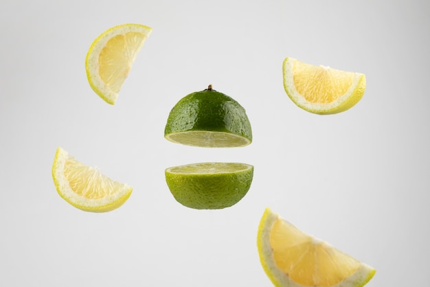 Free Photo floating sliced lime with clear background