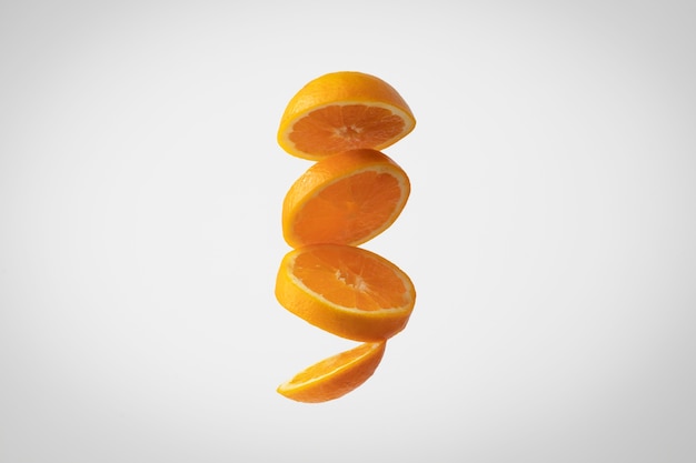 Free Photo floating slices orange with clear background