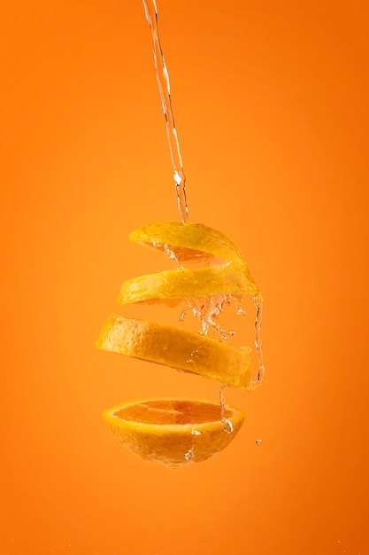 Floating slices orange with clear background