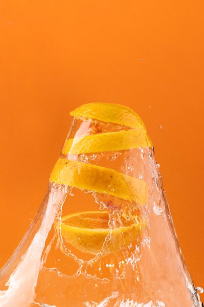 Floating slices orange with clear background