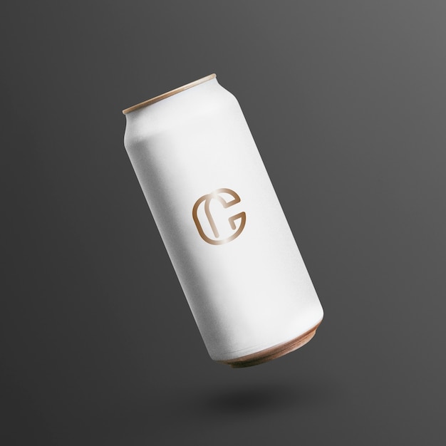 Free Photo floating soda can with logo and copy space