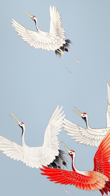 Free Photo flock of cranes background design