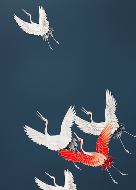 Free photo flock of cranes background design